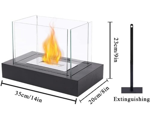 Chimenea bioetanol portátil interior exterior rectangular decorativa 