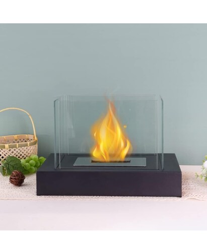 Chimenea bioetanol portátil interior exterior rectangular decorativa 
