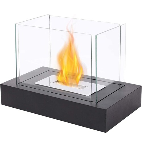 Chimenea bioetanol portátil interior exterior rectangular decorativa 