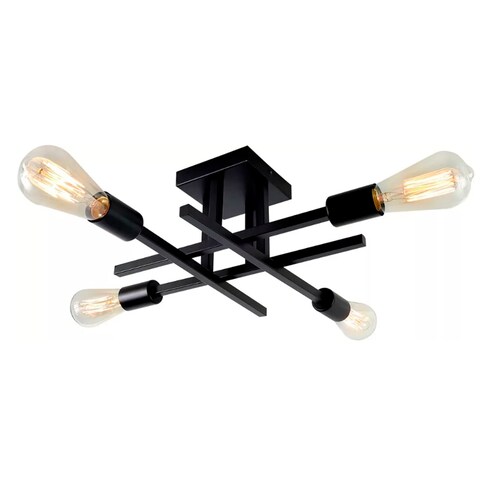 Lámpara De Techo Colgante Iluminación Moderna Negro 4 Luces