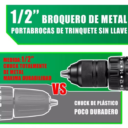 Taladro Rotomartillo 1/2'' Con 2baterías 3.0ah