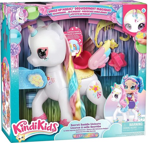 Unicornio Kindi Kids Rainbow Star con Silla de Montar Secreta.