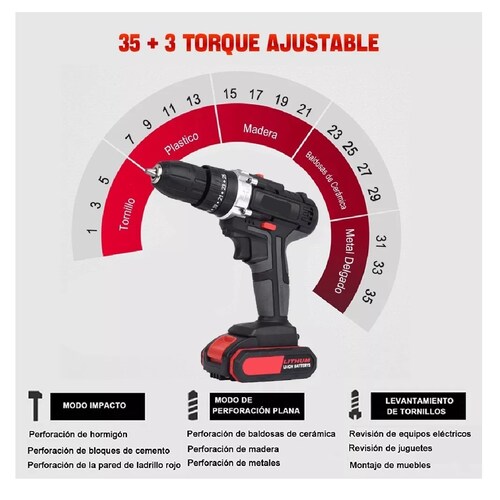 Kit Taladro Inalámbrico Multifuncional Con 2 Baterías