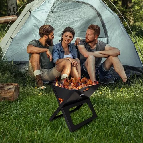 Asador De Carne Portatil Plegable Mini Para Camping A Carbon