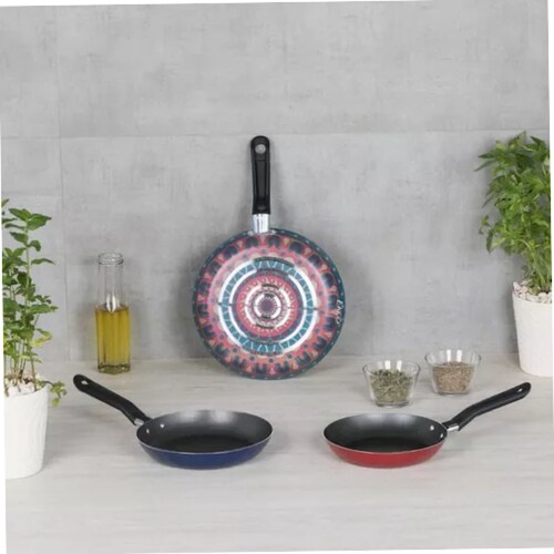 Pack X3 Sartenes Ekco Hippie Chic Multicolor De Aluminio.