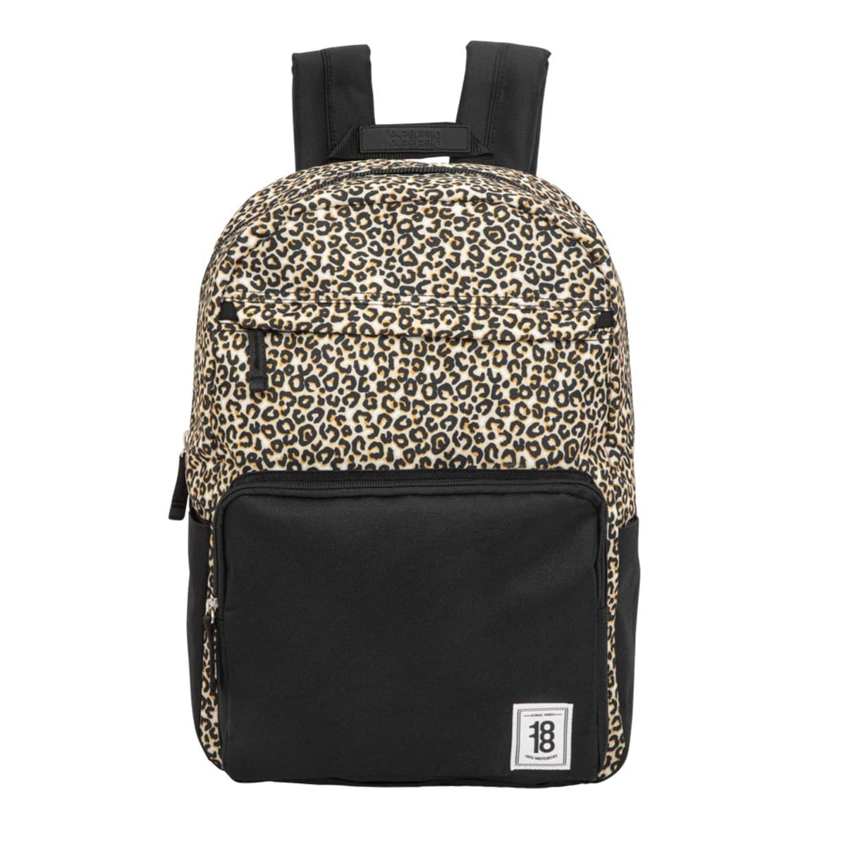 Mochila para mujer backpack marca 1818 color negro con estilo leopardo mod. 1097273