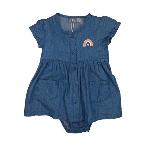 Vestido manga corta mezclilla para bebé niña Losan.
