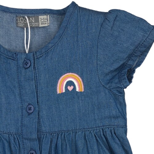Vestido manga corta mezclilla para bebé niña Losan.