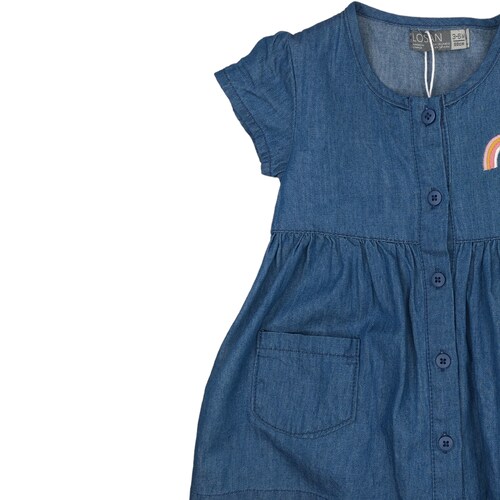 Vestido manga corta mezclilla para bebé niña Losan.
