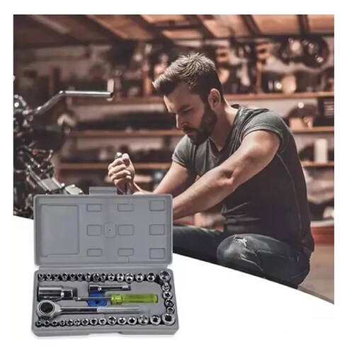 Kit Herramienta Dados De Llave De Trinquete De 40 Pc En Caja