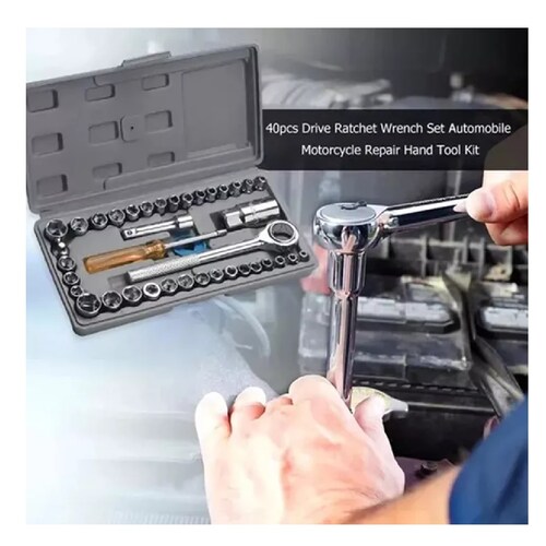 Kit Herramienta Dados De Llave De Trinquete De 40 Pc En Caja