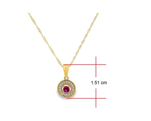 Collar Gargantilla Oro 10k Horoz Cirlulo piedra roja 45cm Si104.