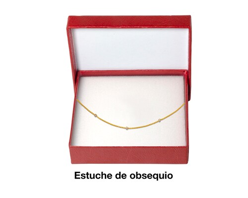 Collar Cadena Oro 10k Horoz Tejido espigas bolitas blancas 45cm Si115.