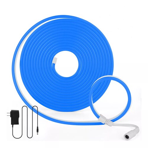 Tira De Led Neón Flexible 5m Manguera Uncolor Decorativo 12v Azul