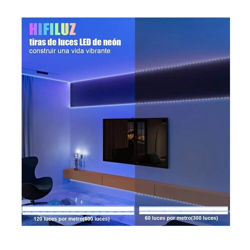 Tira De Led Neón Flexible 5m Manguera Uncolor Decorativo 12v Azul