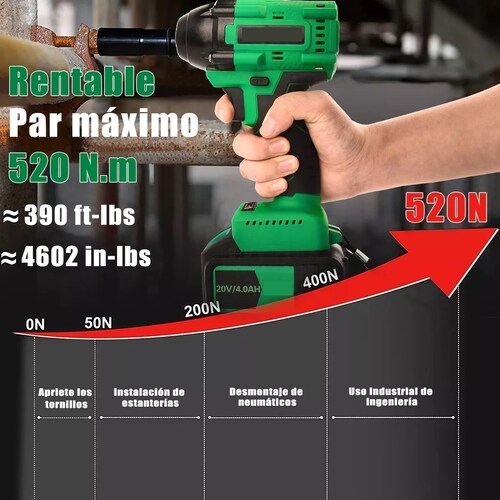 Llave De Impacto Inalámbrico Eléctrica De 20v 4.0ah