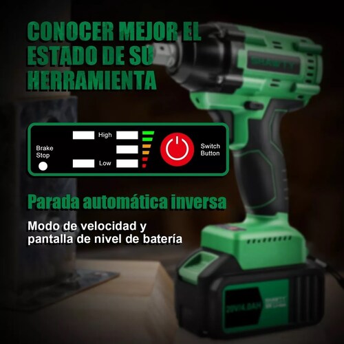 Llave De Impacto Inalámbrico Eléctrica De 20v 4.0ah