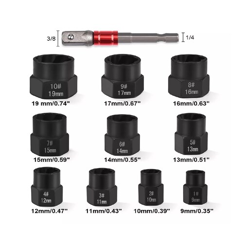 Juego De Extractores Extractor De Tornillos 11 Pzs