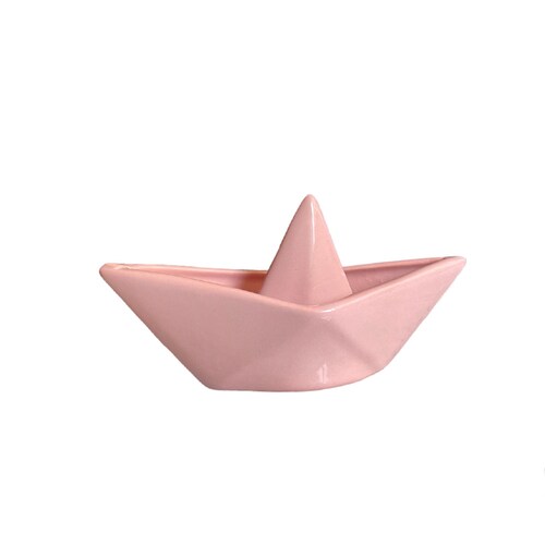 Barco de papel decorativo minimalista color Rosa cerámica brillante