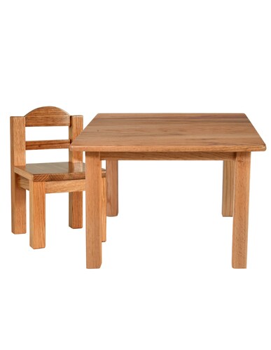 Mesa y Silla De Madera 100% Encino Para Niños De 1 A 3 Años.