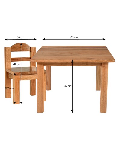 Mesa y Silla De Madera 100% Encino Para Niños De 1 A 3 Años.