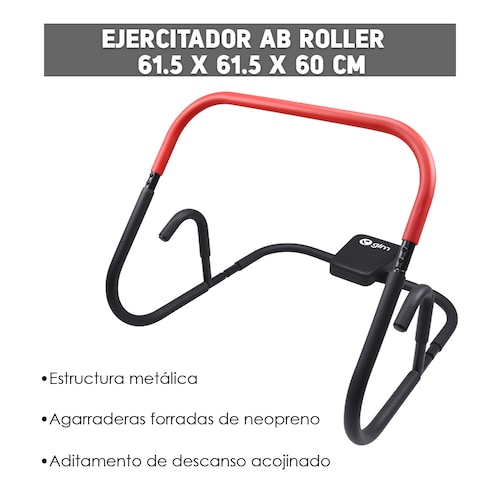 Ejercitador AB Roller 61.5x61.5x60cm  Estructura metálica Agarraderas forradas de neopreno proporciona una forma efectiva y versátil de fortalecer el abdomen, el core y otros grupos musculares