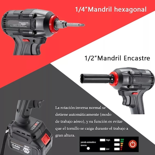 Pistola Impacto Llave Taladro Inalámbrica Sincarbono