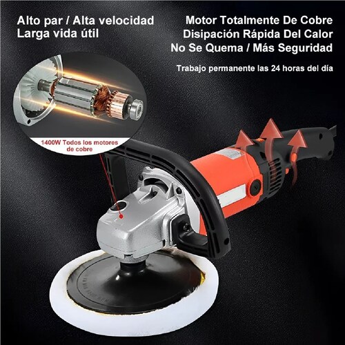 Pulidora Para Autos Profesional Y Lijadora Pisos 1400w 18cm