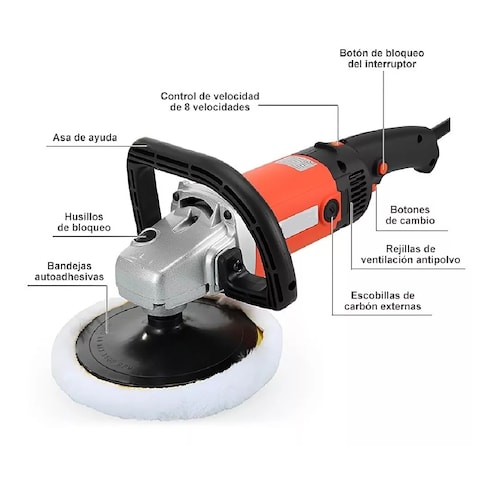 Pulidora Para Autos Profesional Y Lijadora Pisos 1400w 18cm