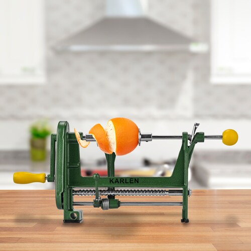 Peladora Mecanica metálica de Naranjas Con prensa para sujetar en superficies planas 30x15 cm Karlen Color Verde