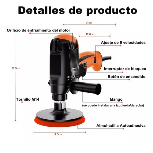 Kit Pulidora Autos Lijado Eléctrica Velocidad Ajustable 28pcs