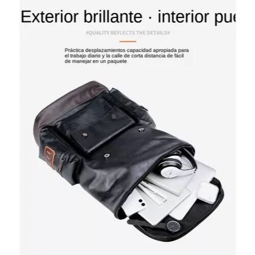 Mochila De Cuero Casual De Gran Capacidad Para Hombre
