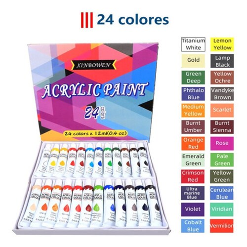 24 Colores Profesional De Pintura De Acuarela 12ml/ Tubo