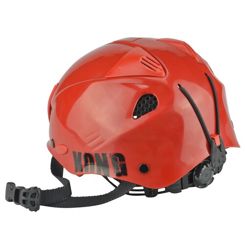 Casco para escalada Rojo "kong" Carcasa en ABS ultrarresistente, correa de poliéster con cierre de clic y regulación rápida de la talla con sistema de rueda
