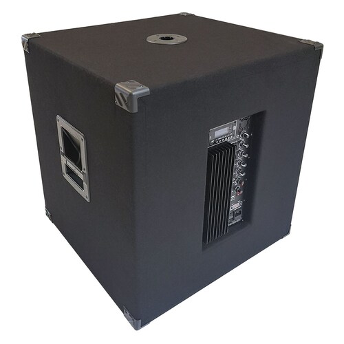 Bafle Amplificado Subwoofer con 7000 Watts de Potencia Musical Conexion Bluetooth Reproductor USB Entrada Auxiliar Canon y Dos Salidas de Linea Mezcladas / Master / MAHM-BOOM18A 