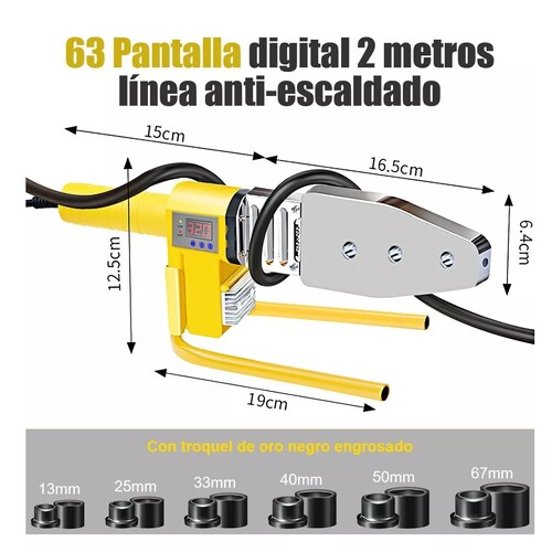 Kit De Termofusora 800w Con 6 Dados (20 Mm A 63 Mm) Ppr