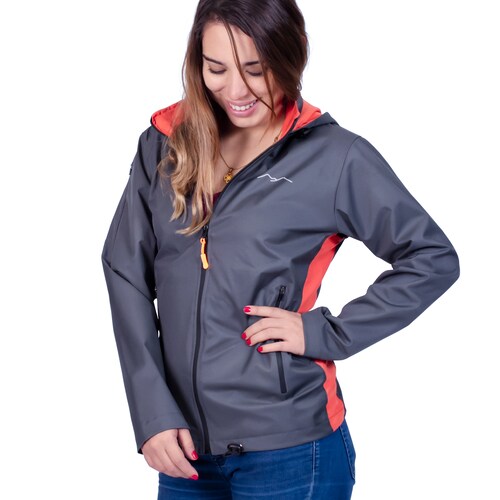 Chamarra Impermeable Outdoor Gris de Mujer para Campismo, Senderismo y Ciudad Laca-GR