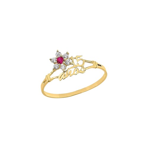 Kit Anillo Xv Años + Aretes Rubi Oro 10K + Obsequio