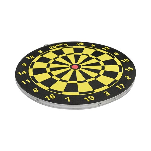 Tablero de Dardos Diana Doble Vista 4 Colores con divisiones de Acero con Dardos Alto de 42.5 cmAncho de 1.3 cm 6 dardos de 9g C/U