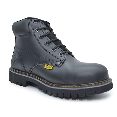 Botas de Trabajo para Hombre Piel Uso Rudo Construccion Con Casco PMA136 Negro