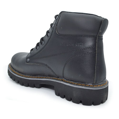 Botas de Trabajo para Hombre Piel Uso Rudo Construccion Con Casco PMA136 Negro