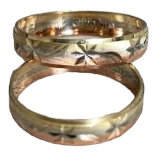 Par Argollas Matrimonio 3 Oros De 10 K Diamantadas + Obsequio