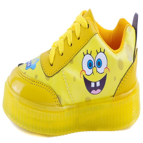 Tenis Bob Esponja Luces Leds Casual Niños 770 Amarillo Total.