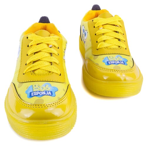 Tenis Bob Esponja Luces Leds Casual Niños 770 Amarillo Total.