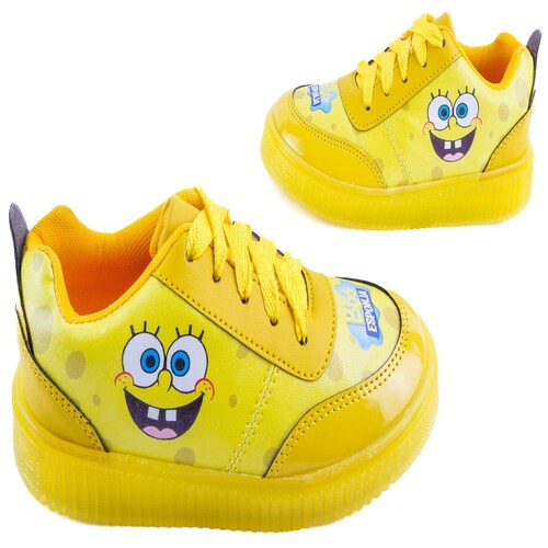 Tenis Bob Esponja Luces Leds Casual Niños 770 Amarillo Total.