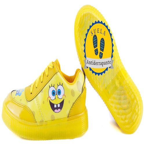 Tenis Bob Esponja Luces Leds Casual Niños 770 Amarillo Total