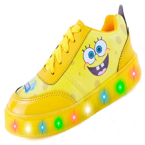 Tenis Bob Esponja Luces Leds Casual Niños 770 Amarillo Total