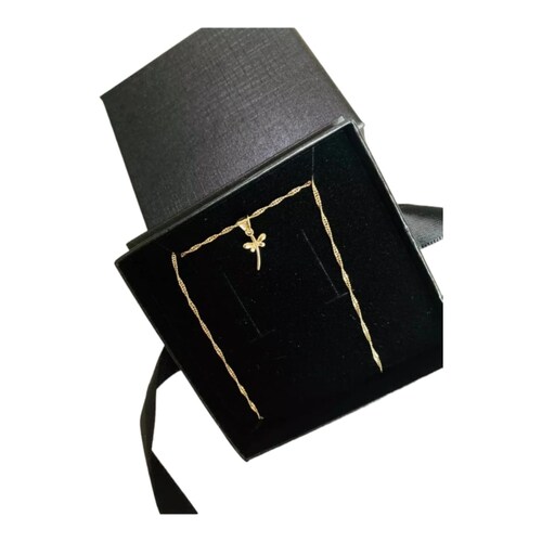 Kit Cadena + Dije Mini Libélula Oro 10K + Obsequio