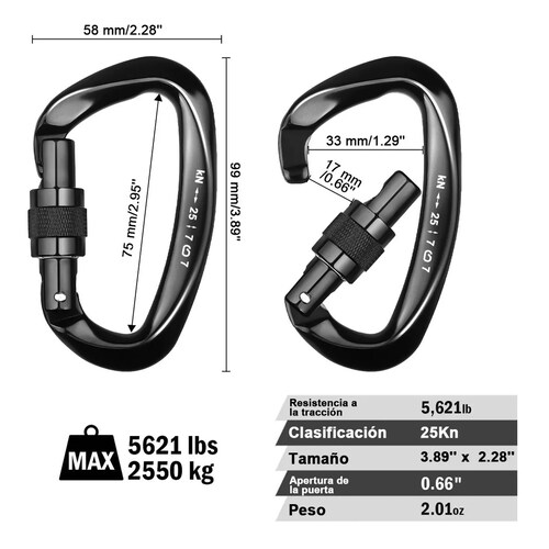 Bandola Mosqueton De Escalada 25kn Para Aparejos Cuerdas