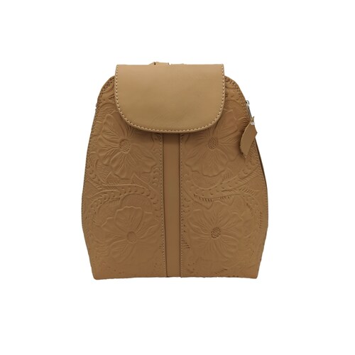 Mochila en Piel Vacuno Cincelada Fana Valentina Camel